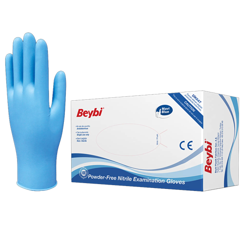 BEYBİ MUAYENE ELDİVENİ PUDRASIZ ( nitril ) PF M (ORTA)